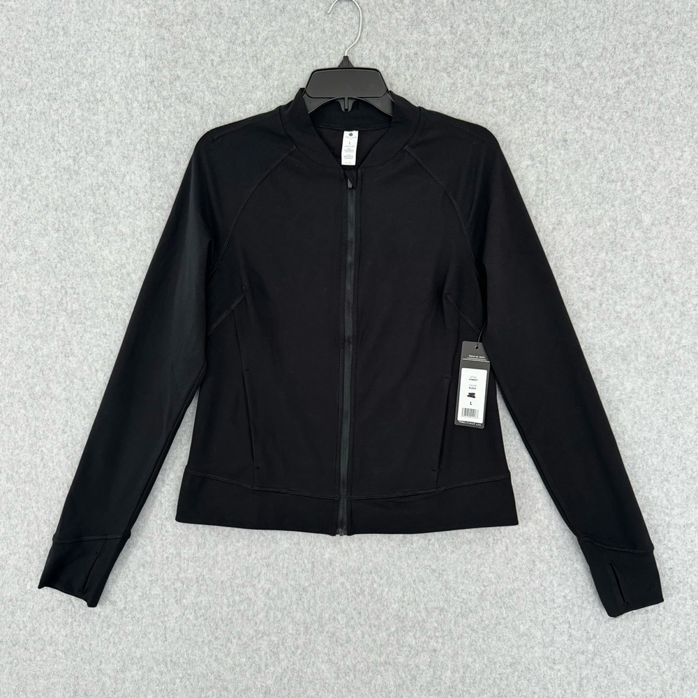 Yogalicious Lux Jacket Womens Large Black Full Zip Yoga Athletic Thumb Holes